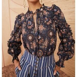 Ulla Johnson Manet Blouse Twilight Blue Sz 6